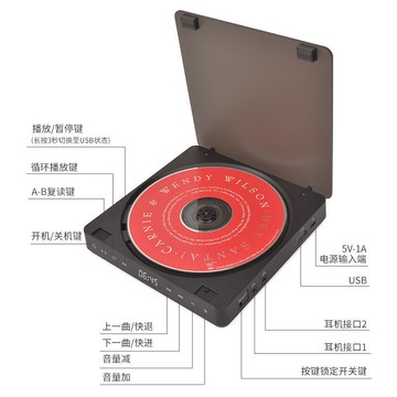 kecag便攜式cd機隨身聽ins同款英語學習復古cd黑膠光盤專輯播放機【北歐家居生活】