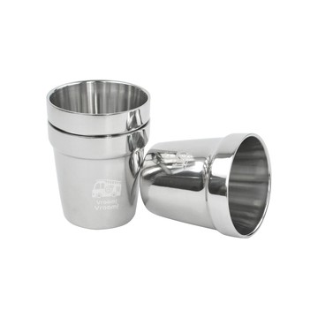 Vroom Vroom 不鏽鋼雙層杯 160ml  3個  銀色