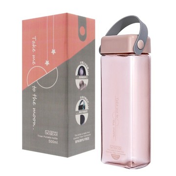 GENKI BEAR 半月 Tritan 隨身水瓶 500ml -粉色