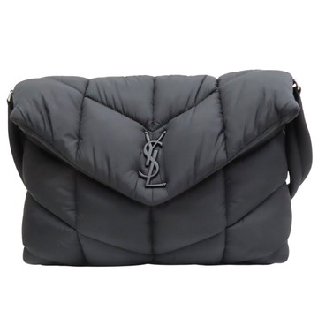 SAINT LAURENT YSL 聖羅蘭 黑色 尼龍 Loulou Puffer 肩背包 733630 【二手名牌BRAND OFF】