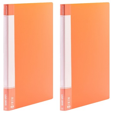 Lan CHYn 連勤牌文具 PP 馬卡龍色系資料簿 LC-30MK O 30張  2本  橘色
