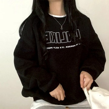 Vuja de 大學t 薄衛衣 美式復古 ins 風衣服 簡約百搭 秋冬 長袖上衣 刷毛 oversize 寬鬆顯瘦