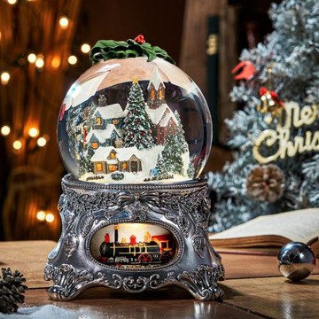 【JARLL讚爾藝術】~夢幻列車歡樂頌 聖誕 水晶球音樂盒(GG56058) 聖誕節 交換禮物