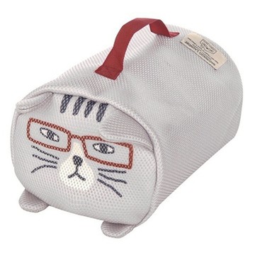 kUSUgURU JAPAN 日本眼鏡貓 洗衣收納袋 圓柱立體造型萬用收納 S號  NEKOZAWA貓澤系列  1個