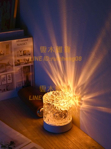 動態水波紋小夜燈 氛圍燈臥室情調床頭燈 浪漫星空燈聖誕交換禮物【雲木雜貨】