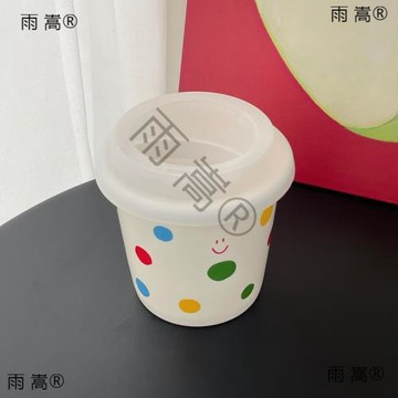 新款ins彩色波點笑臉ml帶蓋款濃縮咖啡杯小號手握杯陶瓷杯子