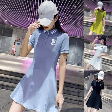 高爾夫球服裝女士連衣裙 2023春夏新款短袖裙 修身顯瘦大碼運動裙