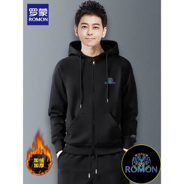 羅蒙外套衛衣男士帥氣2025秋冬款潮流拉鏈開衫連帽寬松休閑上衣服