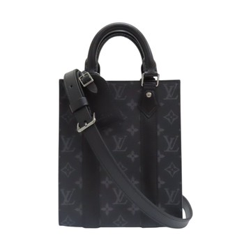 【二手名牌BRAND OFF】LOUIS VUITTON LV 路易威登 黑色 原花 帆布 Sac Plat Mini 兩用包 M46453