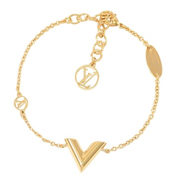 Louis Vuitton LV M00858 ESSENTIAL 經典V字墜飾手鍊.金