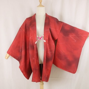 日本製復古紅色羽織 | 和服開襟外套 | 短版罩衫