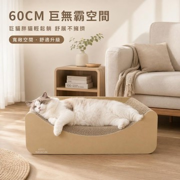 【AOYI奧藝】台灣製日式榻榻米貓躺椅 60cm特大貓窩 4.3kg重磅瓦楞紙貓抓板 貓沙發 胖貓首選