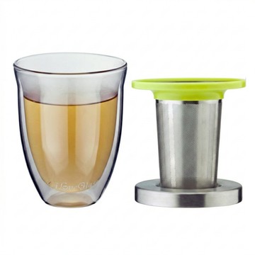 【釋出30組售完止】iLoveGlass雙層玻璃杯+濾茶器組 300ml