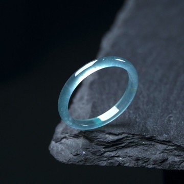 玻璃種藍水翡翠戒指戒圈 | 國際14圍 | 天然翡翠A貨 | 送禮