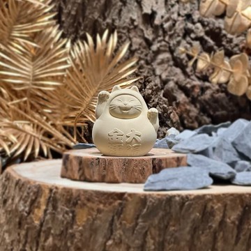 【不倒翁招財招福貓】圓滾滾幸運貓(中) 招財黃