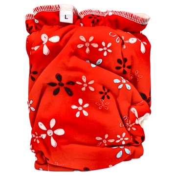 sloomb OBF 有機竹棉夜用布尿布 L 透氣舒適 環保經濟  蜜糖朵朵 紅色  1件