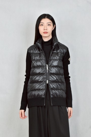 (S) moncler黑色針織拼接外套
