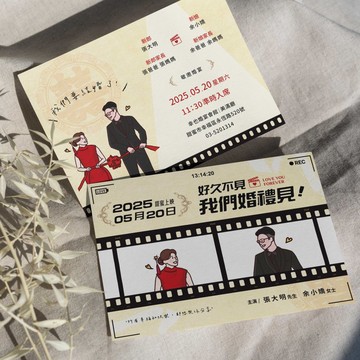 【電影海報風-插畫款】似顏繪手繪插畫喜帖-明信片喜帖