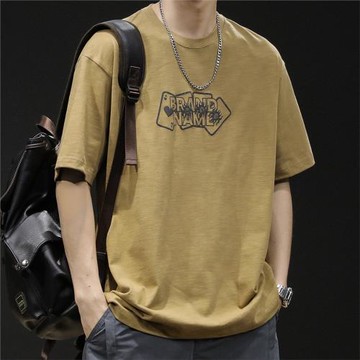 重磅300g短袖t恤男士寬松胖子男裝大碼潮牌25新款竹節棉體恤男款