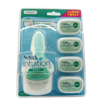 開發票 舒適牌 舒芙仕女除毛刀把(敏感肌用)一卡裝 含一刀把五刀片 潤膚皂刀頭5入  Schick Intuition