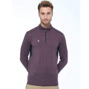 wildland荒野 男彈性雙色前開襟保暖衣深咖啡