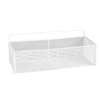 摩納哥橄欖 現代鐵製鐵網安心收納架 (大)  大(39cm x 15cm x 14cm)  白色  1個