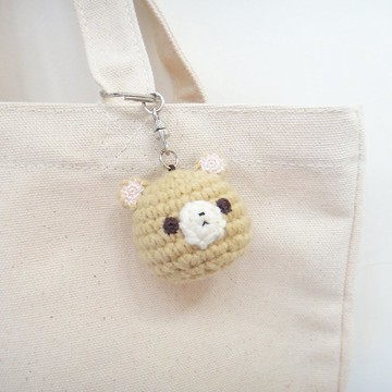 毛線編織/動物頭吊飾-熊/鑰匙圈