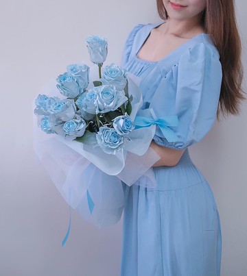 2025七夕 情人節藍色 韓式花束  生日花束 女友禮物