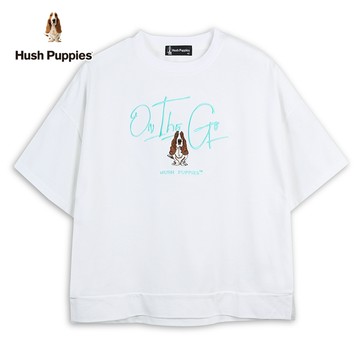 Hush Puppies 上衣 女裝簡約草寫英文刺繡狗寬版上衣