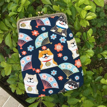 柴犬 藍 口金手機包 12cm口金斜背包 Girlskioku~*