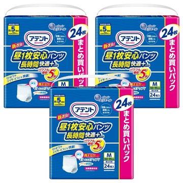 elleair 艾黎艾爾 Attento 愛適多 日本大王 長時間膚適安心褲型成人紙尿褲 5回吸收  M (60~95cm)  3個  24片