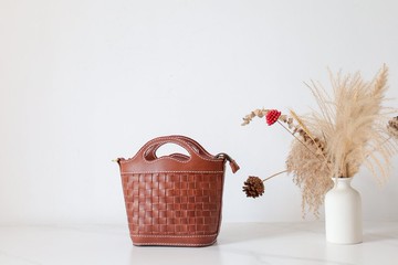 【切線派】TANGENT LINEAR 复古编织菜篮子小挎包迷你手提包