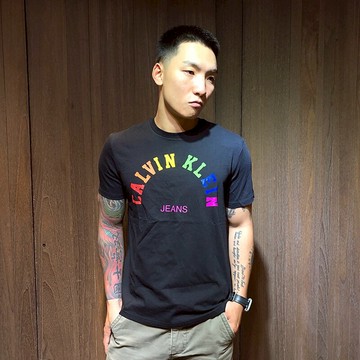 美國百分百【全新真品】Calvin Klein 圓領 T恤 CK 短袖 T-shirt 短T logo 黑色 AW87