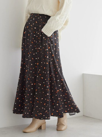 素面/碎花人造絲柔軟剪裁魚尾裙(HC37L0L03M0) - AMERICAN HOLIC