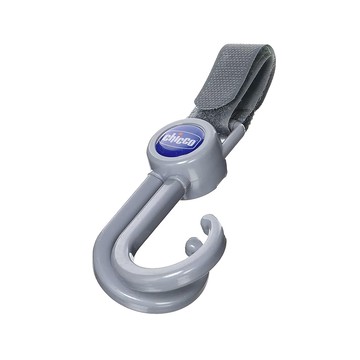 Chicco 嬰兒推車專用掛勾 飲料媽媽包免手提 魔鬼氈黏貼 360度旋轉  灰色  1個