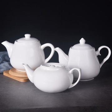 白色茶水壺 柿壺同壺英式壺  餐廳創意茶壺陶瓷大號家用咖啡茶壺