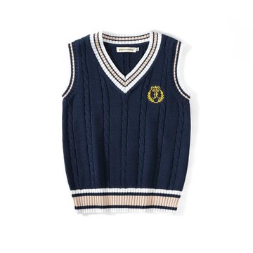 現貨130CM起馬甲背心DK無袖學院風針織班服校服情侶潮流坎肩毛衣