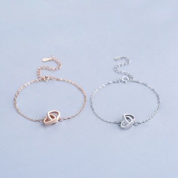 現貨+預購 925純銀手鍊愛心手環-心心相印簡約純色生日聖誕節情人節禮物女飾品2色73qh90【獨家進口】【米蘭精品】