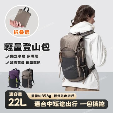 【現貨速發】戶外專業防水登山雙肩包 輕量可折疊大容量翻蓋衝頂包 旅行背包 登山包20l 健行背包 登山背包 休閒後背包男