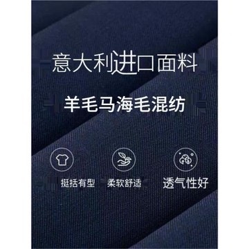 依文意大利進口羊毛維達萊VBC面料男士西服職業修身商務藍色西服