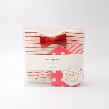 💗新生彌月禮💗【OOYII吾憶】日本製cocowalk圍兜口水巾/手帕組合 - 經典領結條紋款｜新生禮、彌月禮、懷孕禮、收涎禮｜