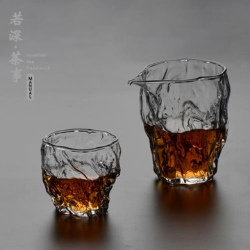 錘紋耐熱加厚樹樁玻璃公道杯大號茶海分茶器茶杯日式功夫茶具套裝