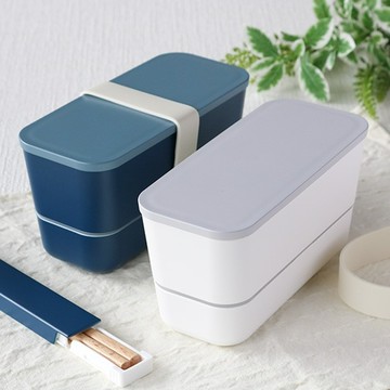 日本TAKENAKA 日製SUKITTO 可微波分隔雙層保鮮盒600ml-灰藍