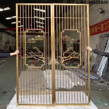 免運 開立發票 酒櫃 酒店餐廳大堂不銹鋼屏風鐵藝入戶隔斷墻玄關隔斷可折疊隔斷墻
