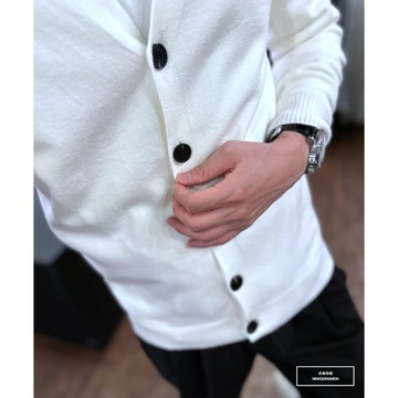 Nor.116 厚磅原色開襟針織外套-白《NORB5556116》