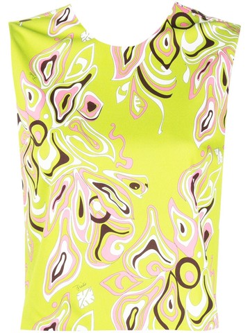 PUCCI - Africana-print sleeveless top - women - Viscose/Silk - 40 - Green