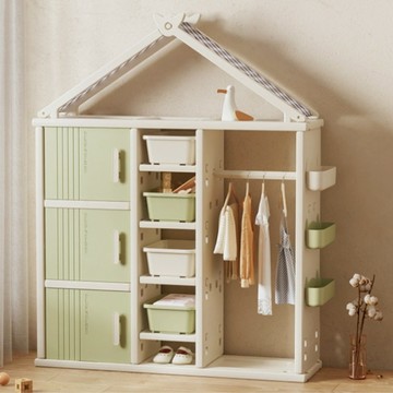 lilikoko 哩哩摳摳 新兒童衣帽櫃組合3  4層  綠色