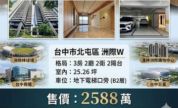 洲際W坐擁百米高空〡無敵視野與採光3房平車｜台中市北屯區四平路