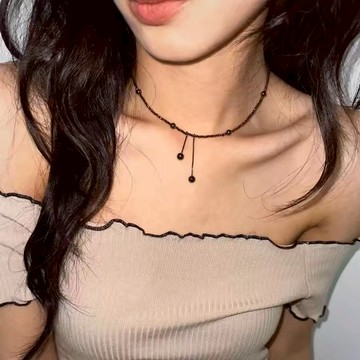【壹號店】甜酷風珠串水晶項鏈女 小眾設計感辣妹項鏈 復古風 高級感 鎖骨鏈 簡約時尚飾品 配飾