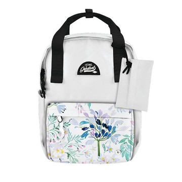 Grinstant混搭可拆組式13吋後背包 - 黑白系列 (白色配水彩碎花)